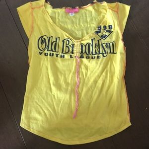 Yellow Brooklyn sleeveless t shirt size Small/Xs
